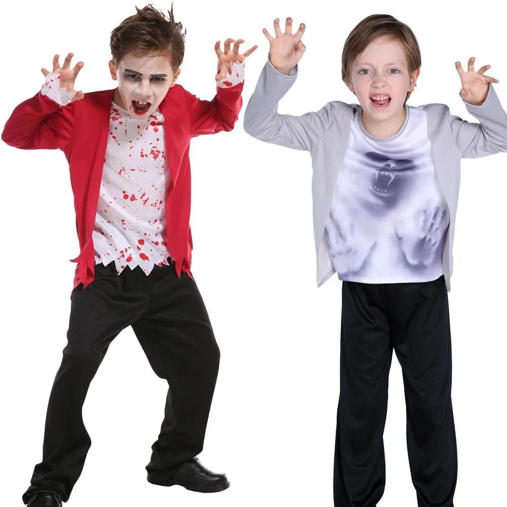 Vampire Dracula Cosplay Dress Up costumi per 5-10 anni ragazzo Halloween Vampire Cape bambini gioco di ruolo vestiti per feste di carnevale