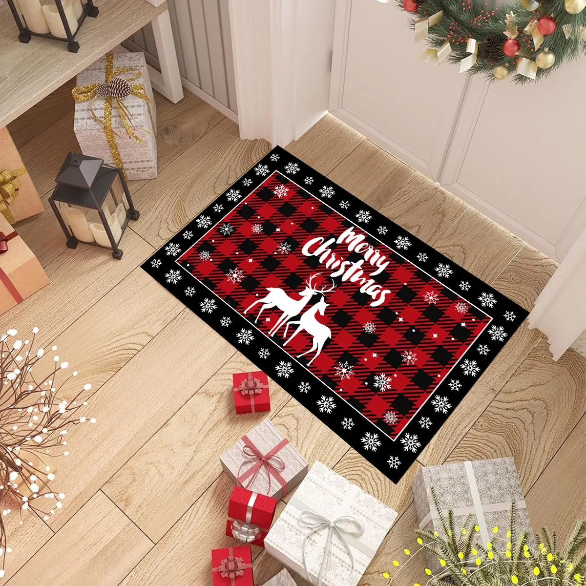 60/80/120 CM Weihnachten Elch Boden Matte Weihnachten Baum Küche Teppich Fußmatte Wohnkultur Navidad Natal Weihnachten dekorationen Für Haus 2025 – Detail 1