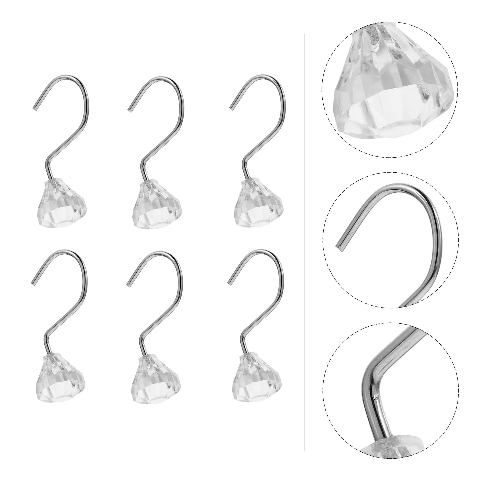 12Pcs Crystal Shower Curtain Hooks Pineapple Design Premium Iron Acrylic Heavy Duty Load Bearing for Home Bathroom Door Curtains