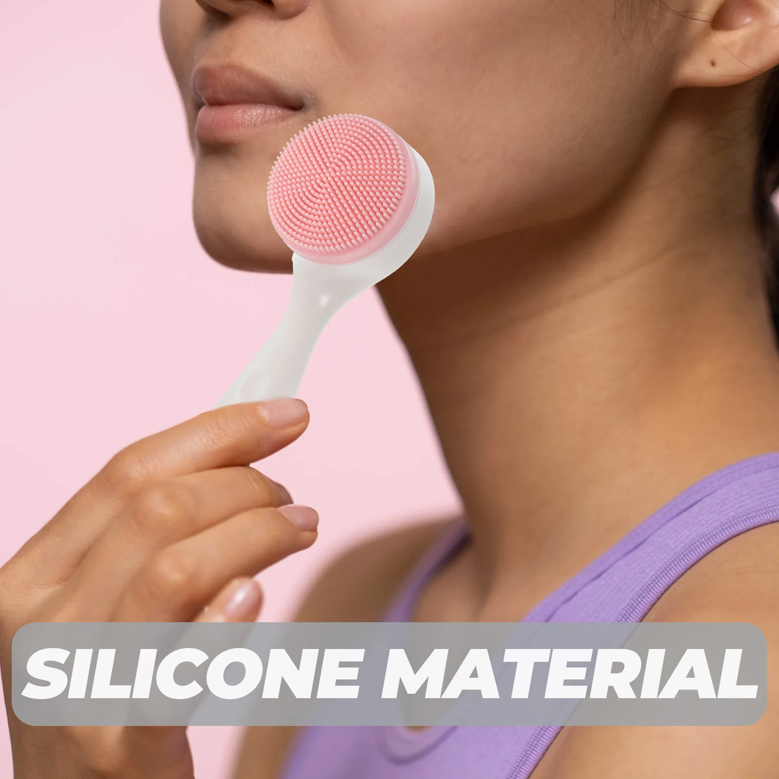 2 個のフェイシャルブラシ シリコーンフェイスクリーニングブラシ ソフトマッサージ 滑り止めハンドル ディープクレンジングスクラバー 優しい肌に適しています