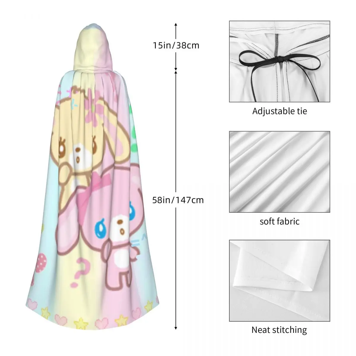 Sugarbunnies-capa larga con capucha de dibujos animados de Anime, disfraz Medieval de bruja, capa de Cosplay, Halloween, vampiro, adulto, Unisex