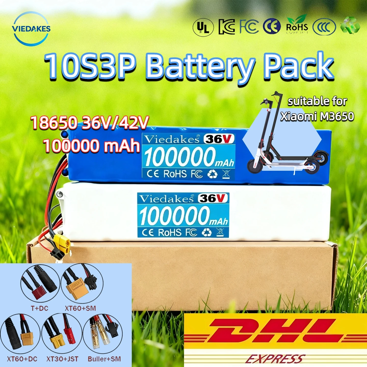 

for Viedakes 10S3P 36V battery pack 18650 lithium battery suitable for Xiaomi M365 electric scooter battery+42V charger