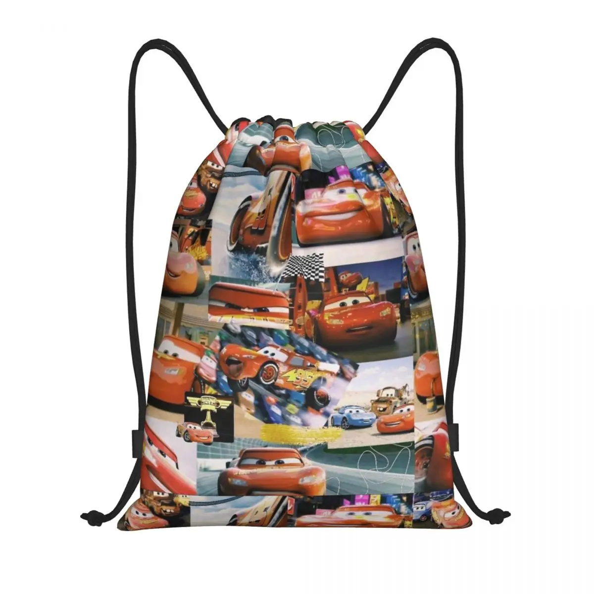 The Game Start Lightning Mcqueen Cars Drawstring Backpack Sports Gym Bag Water Resistant String Sackpack for Working Out