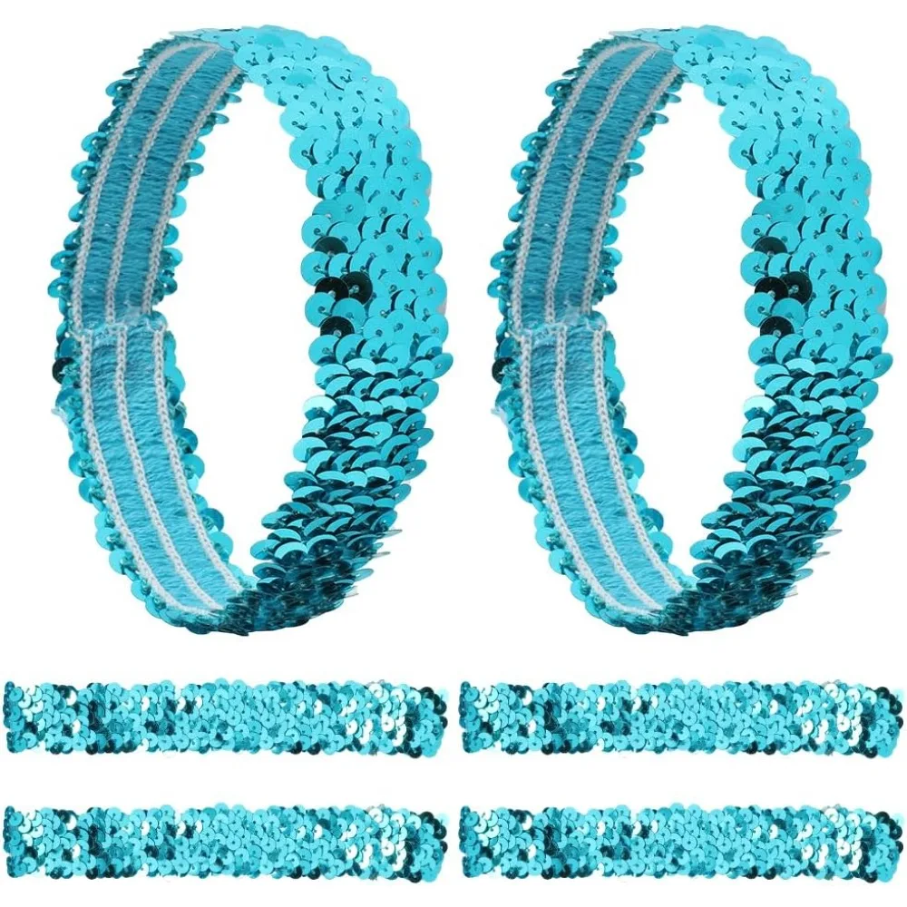 

12 шт., повязка на голову с блестками, эластичная светящаяся эластичная блестящая модная регулируемая повязка для волос, набор аксессуаров для женщин, спортивные танцы