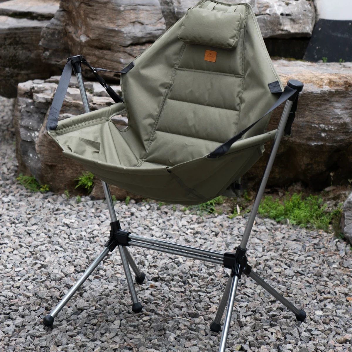 Aluminum Alloy Swing Chair Folding Camping Chair With Pillow For Outdoor Use