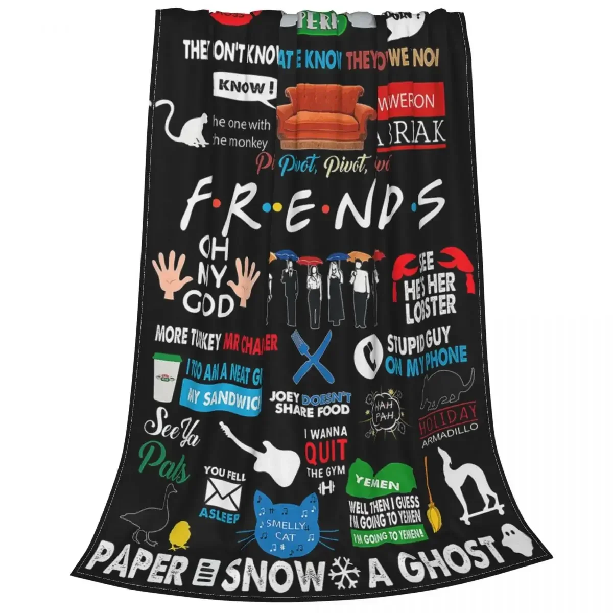 

3d Print Blanekt Friends TV Show Collage Blankets Flannel Winter Central Perk Portable Lightweight Blankets for Office Sofa