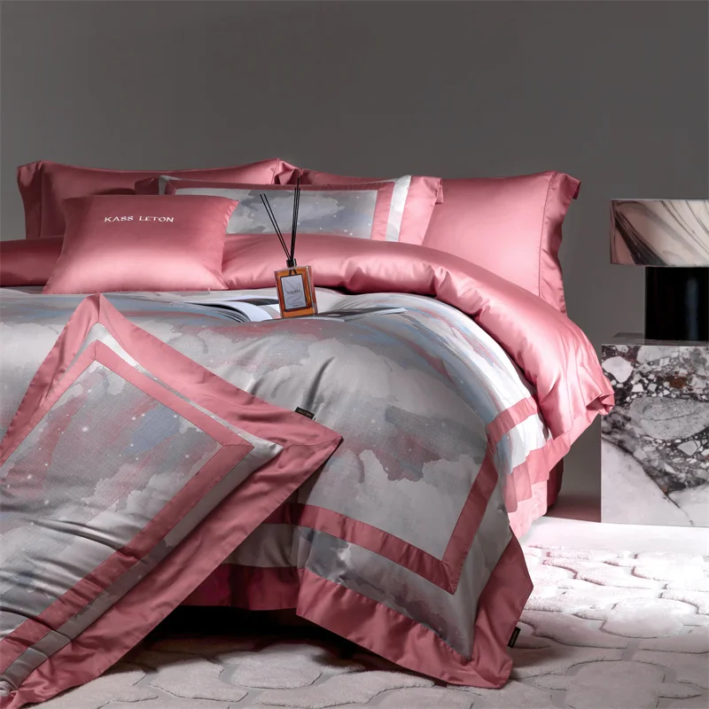 Space Star Designer 1000TC Bedding Sets Gorgeous Delicate Jacquard Cotton Duvet Cover Pillowcase Sheets All Season Hotel Gifts