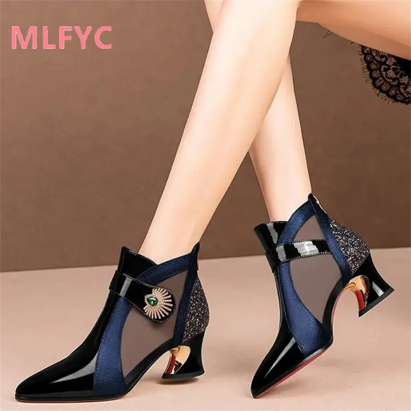 Autumn 2023 new style thick heel fashion pointy single shoes women breathable comfortable high heels temperament vintage shoes