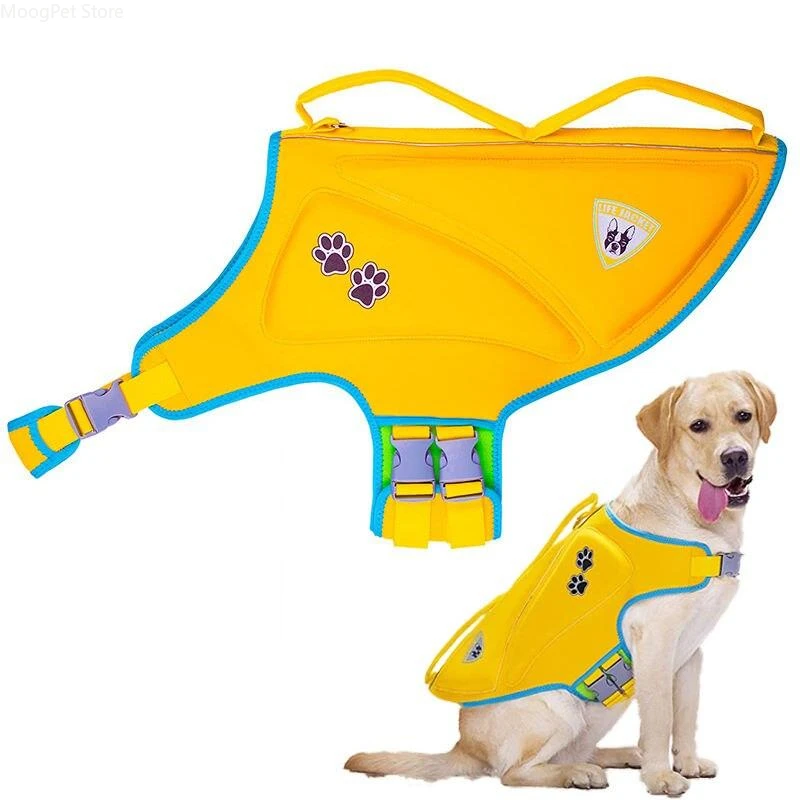 

High Buoyancy Dog Life Jacket Reflective Floatable Pet Vest Durable Adjustable Rescue Handle Puppy Swimming Clothes