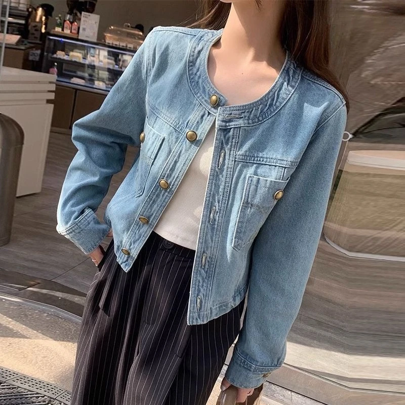 

Женские свободные короткие джинсовые джинсы, весна-осень 2023, большие размеры, с круглым вырезом, повседневные для пышных девушек, нестареющий стиль