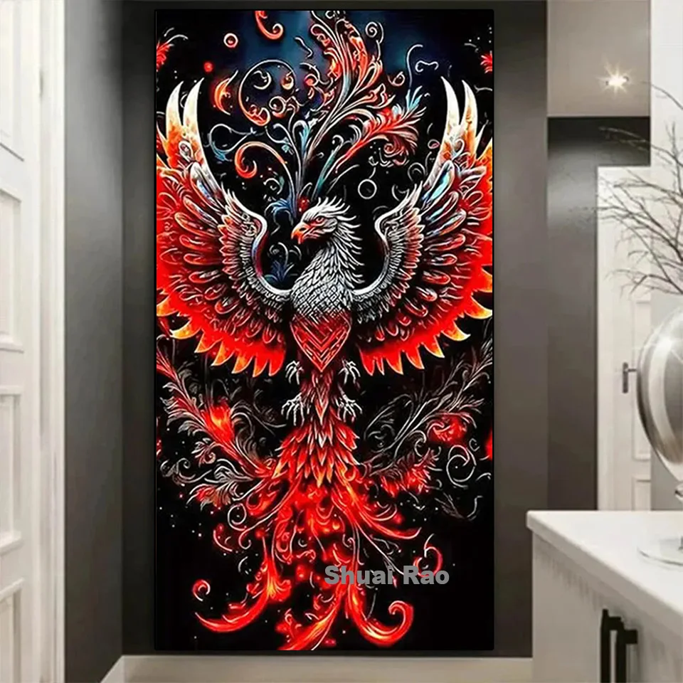 Red Phoenix Diamond Painting Kits Large Size diy Full Square Round Diamond Embroidery Mosaic Art For Living Room Home Decoration