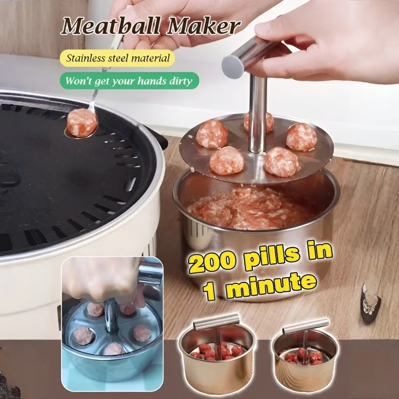 Stainless Steel Manual Meatball Maker for Home,Time & Effort Saving Ball Maker,Easy to Clean Non-Stick,for Meat/Ball