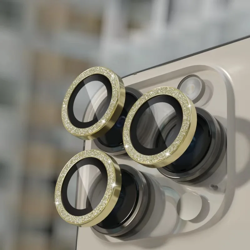 2-3Pcs ฟิล์มป้องกันเลนส์กล้องเพชรสำหรับไอโฟน 17 16 15 14 โปรแม็กซ์โลหะเลนส์แหวนป้องกันฟิล์มสำหรับไอโฟน 14 15 พลัส