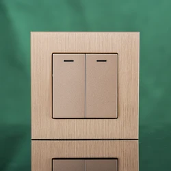 EU standard switch 86 type two position switch aluminum brushed panel single and dual control with LED lights 10A 250V CE RoHS