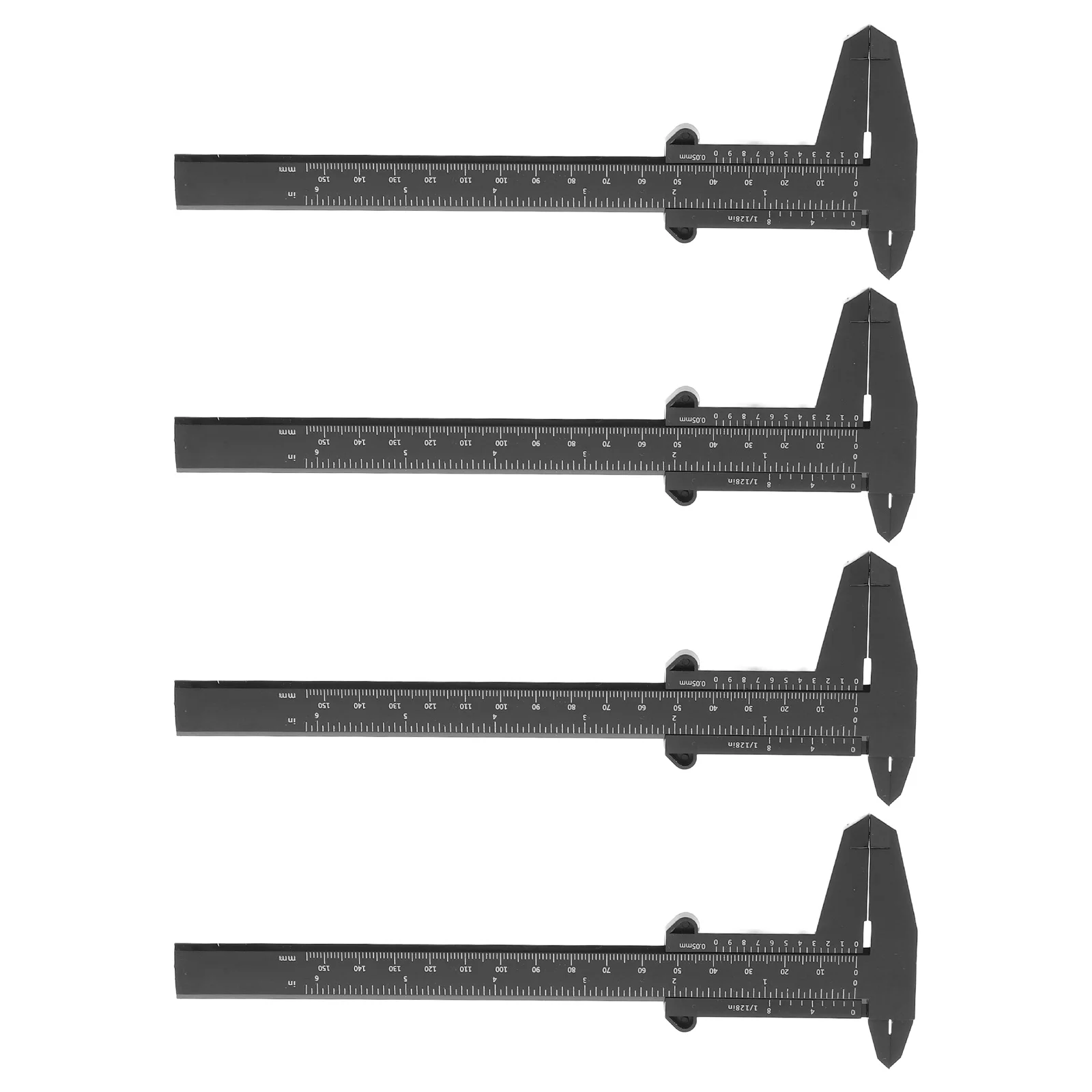

4Pcs 150mm Adjustable Plastic Caliper Clear Scale Markings for Accurate Readings in Various Tasks Black Metric Pocket Caliper