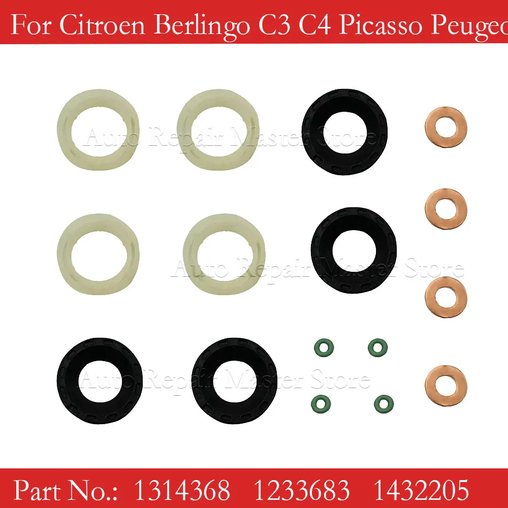 1314368 1233683 Fuel Injector Seal Washer Oring Set For Citroen Berlingo C3 C4 Picasso Peugeot 207 307 407 2008-2013 1.6HDI