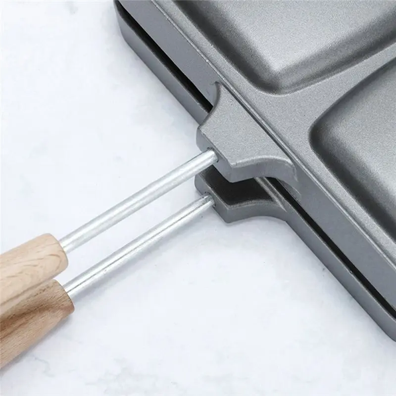 Present Double-Sided Sandwich Pan Non-Stick Foldable Grill Frying Pan for Bread Toast Breakfast Machine Waffle Pancake Kitchen