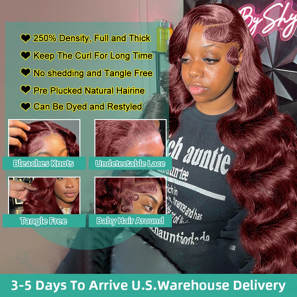 Rosabeauty 180% Reddish Brown Body Wave 13x4 Lace Front Human Hair Wigs Brazilian 30 36Inch Water Wave 13x6 HD Lace Frontal Wig