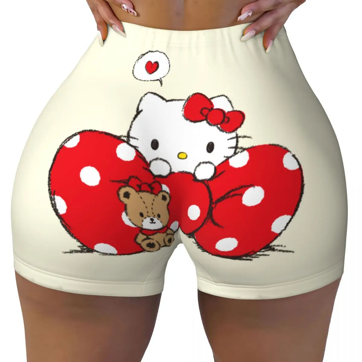 

Пользовательские шорты для тренировок с изображением котенка, аниме, белого кота, манги, шорты для бега, волейбола для женщин, спортивные шорты для йоги