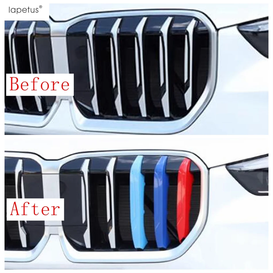 3PCS Tricolor Front Center Grille Grill  Strips Decoration Cover Trim For BMW X1 U11 2023 2024 Accessories Exterior Refit Kit