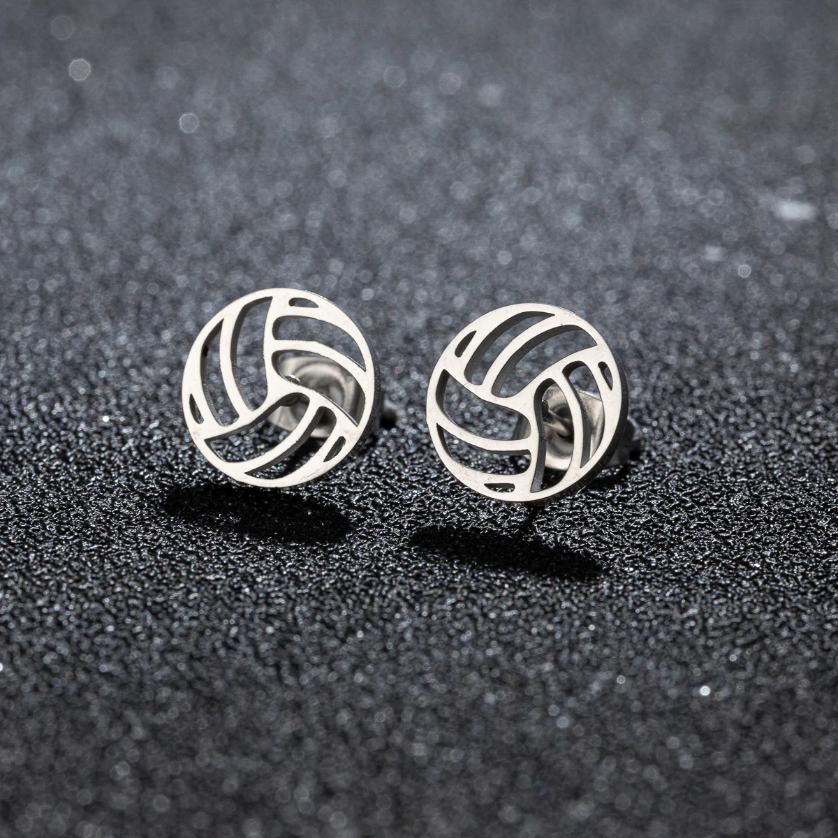 1Pair New Sports Small Volleyball Earrings Stainless Steel Fashion Sports Jewelry Wholesale