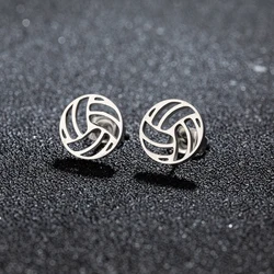1Pair New Sports Small Volleyball Earrings Stainless Steel Fashion Sports Jewelry Wholesale