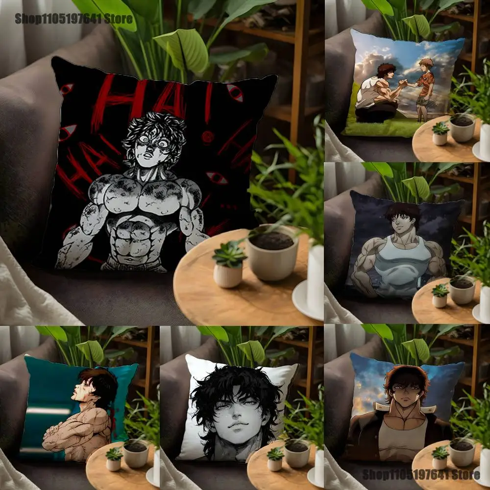 

Baki Anime H-Hanma Pillow Case For Sofa Decor Car Office Room Printing Cushion Cover Decorations and Protector