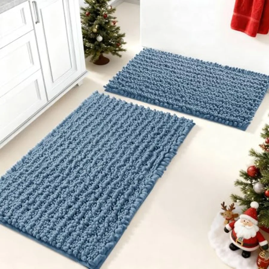 

Yimobra Bathroom Rugs Sets 2 Piece - Quick Dry Extra Thick Luxury Chenille Bath Mat Non Slip Super Absorbent for Tub Shower Sin