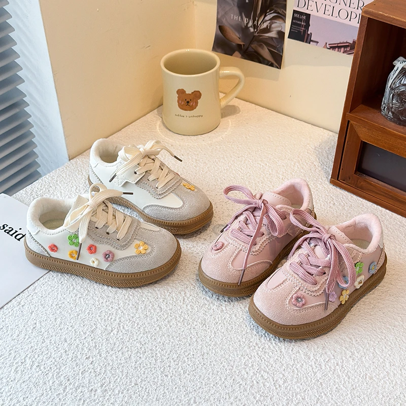 

2025 Fashionable and Versatile New Kids Casual Sports Shoes for Girls Children Colorful Flowers Princess Running Versatile
