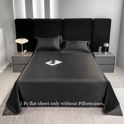 1pc Plain Satin Solid Color Bed Sheets, Flat Sheets for Bedroom, Bedding Does Not Include Pillowcase
