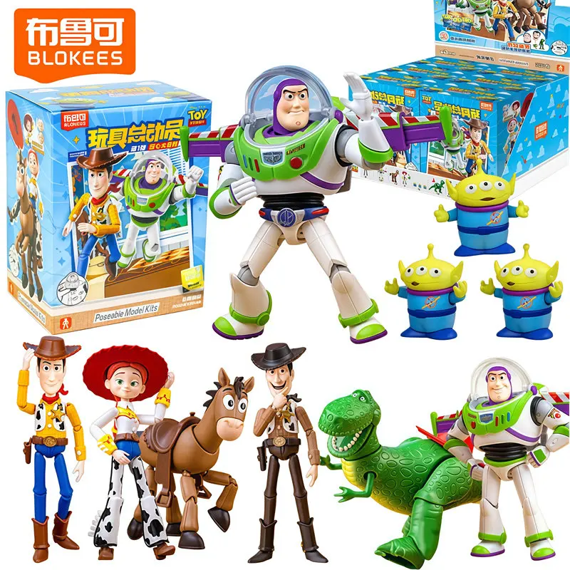 

Blokees Pixar Animation Toy Story Woody Jessie Buzz Lightyear Rex Alien Blind Box Assembled Toy Anime Figure Model Ornament Gift