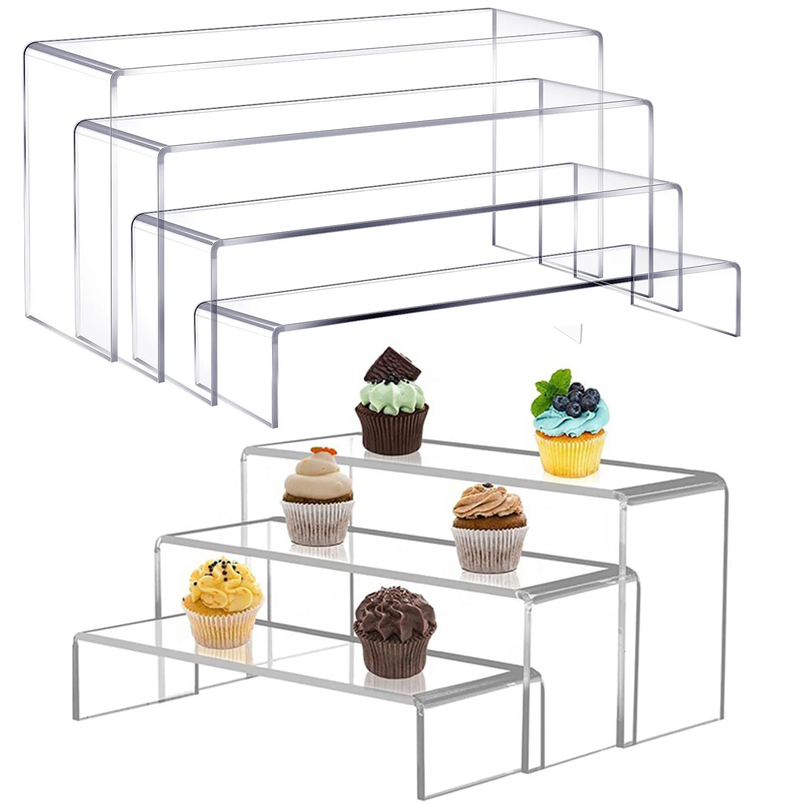 

Acrylic Display Risers Clear Product Stand,Cupcakes Holder Dessert Transparent Showcase Stand,Candy Bar Riser,Lifts for Figures