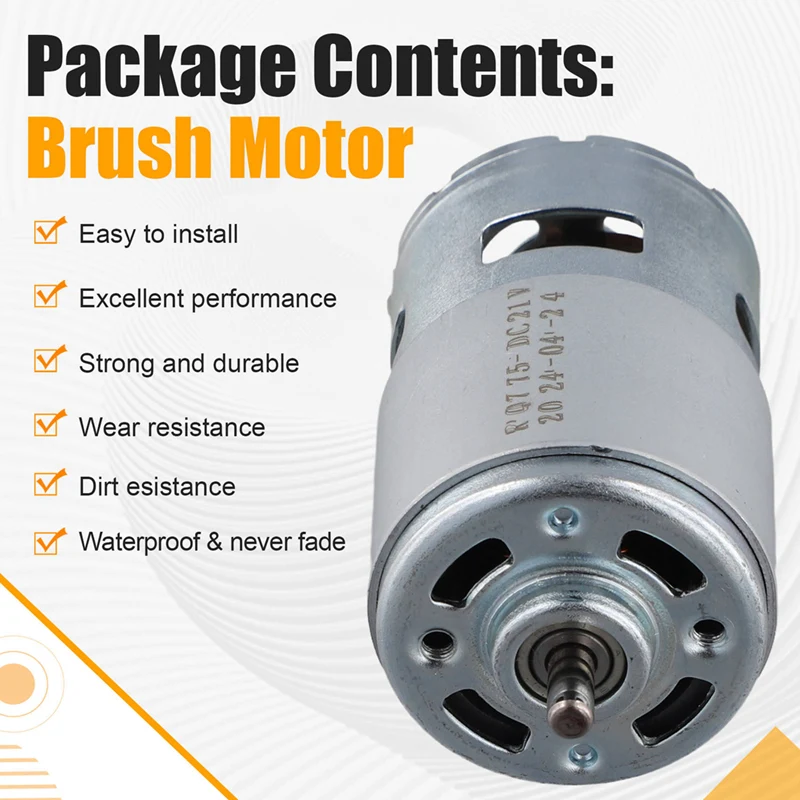 775 DC 21V Small Brush Motor High-Speed Silent Motor High-Power Dual Bearing Motor