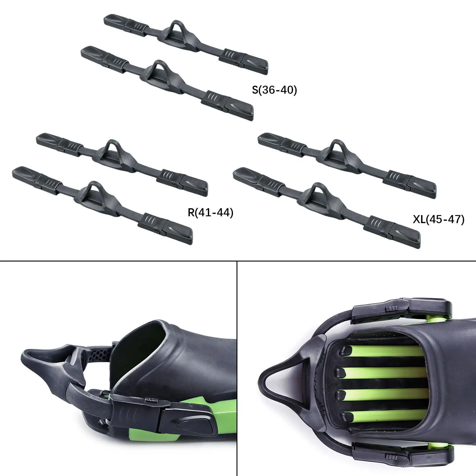 قطعتان من أشرطة زعانف الغوص قابلة للتعديل من السيليكون وخفيفة الوزن ومريحة #4