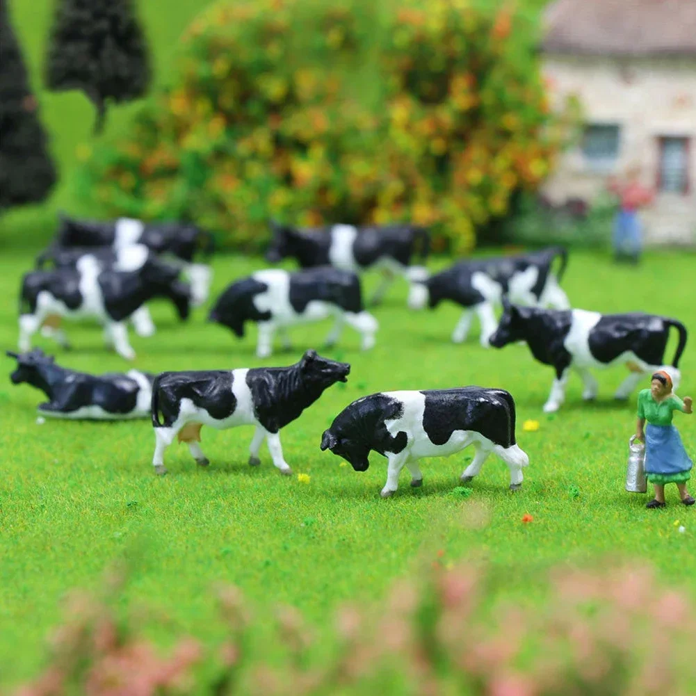 30Pcs N Scale Cows Model 1:150 Model Railway Painted Farm Animals Model Scene Building Painting Railway Farm Animal