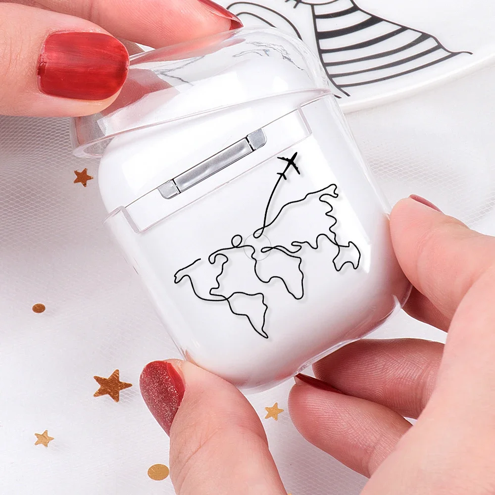 Airplane Pattern Clear Earphone Cases For Airpods 4th 2 1 3 Pro 2 Fundas Headphone Cover For Apple Airpods Air Pods Pro Airpods3