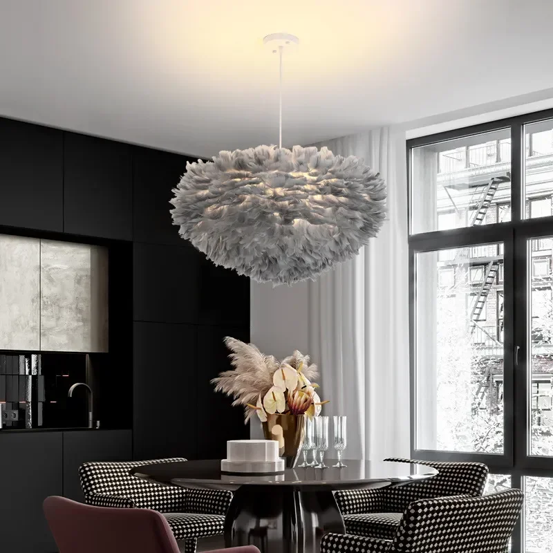 Nordic Feather Chandelier Modern LED Pendant Lamp Hanging Light for Living Room Bedroom Home Decor Creative Suspension Lustre