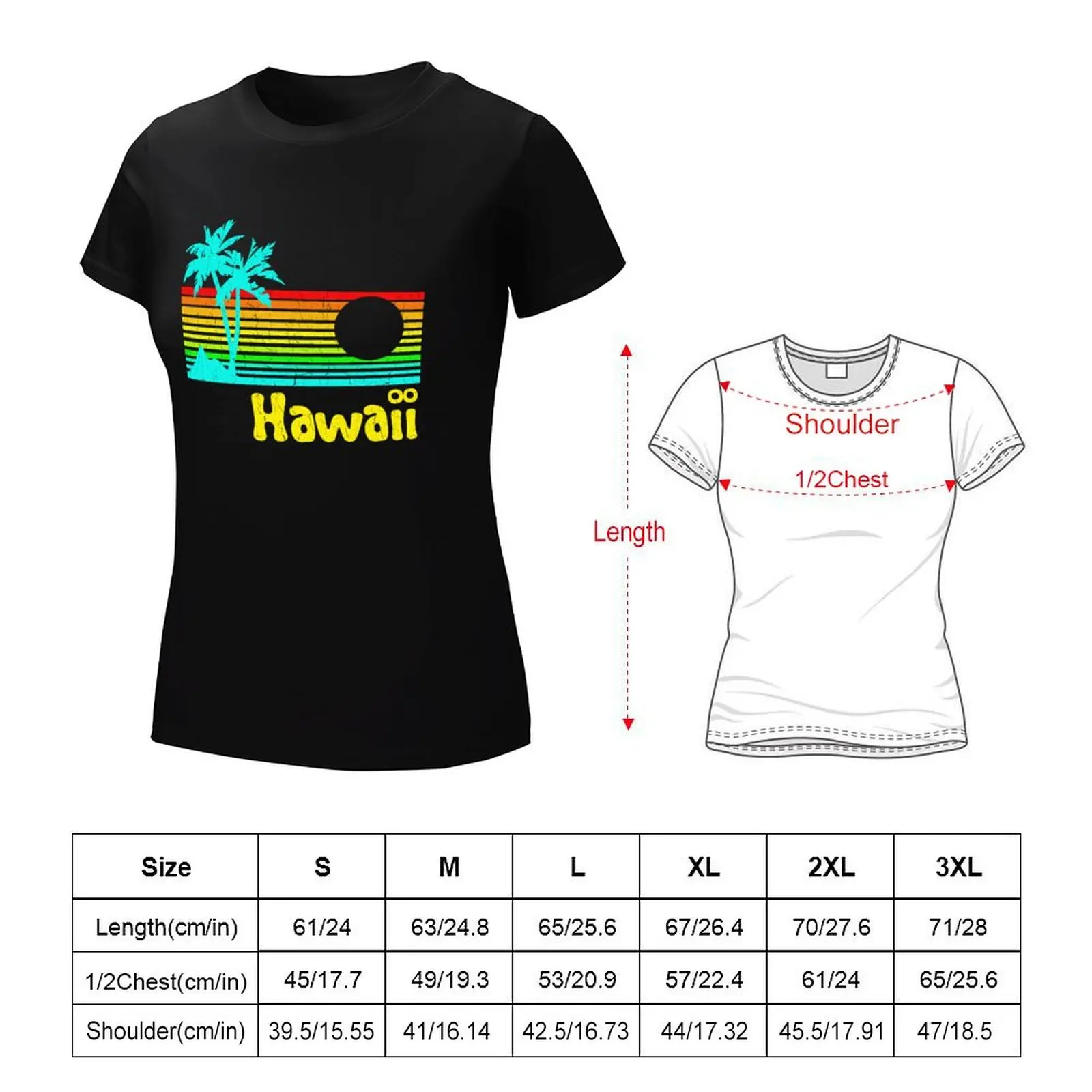 Vintage 80s Hawaii (Distressed Design) T-Shirt Short sleeve tee tops cat shirts for Women