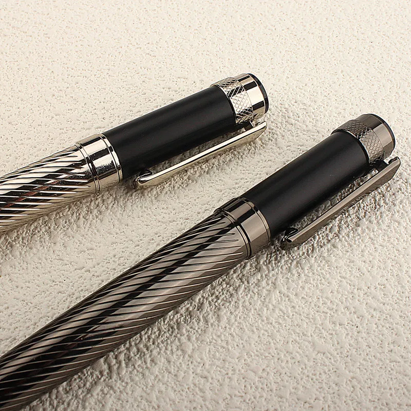 Metal Gel Pen Stainless Steel Material Rotate Pens Ink Colors Blue Writing 0.7mm for School Office Stationery Ball Point Pen image 4