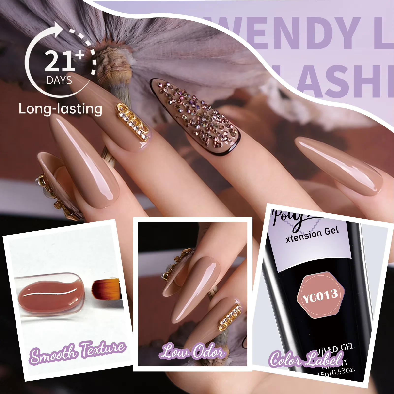 Wendy Lashes 15ml nagelverlengingsgel UV poly acryl nagelgel helder naakt glitter pailletten snel bouwen poly nagelgel manicure