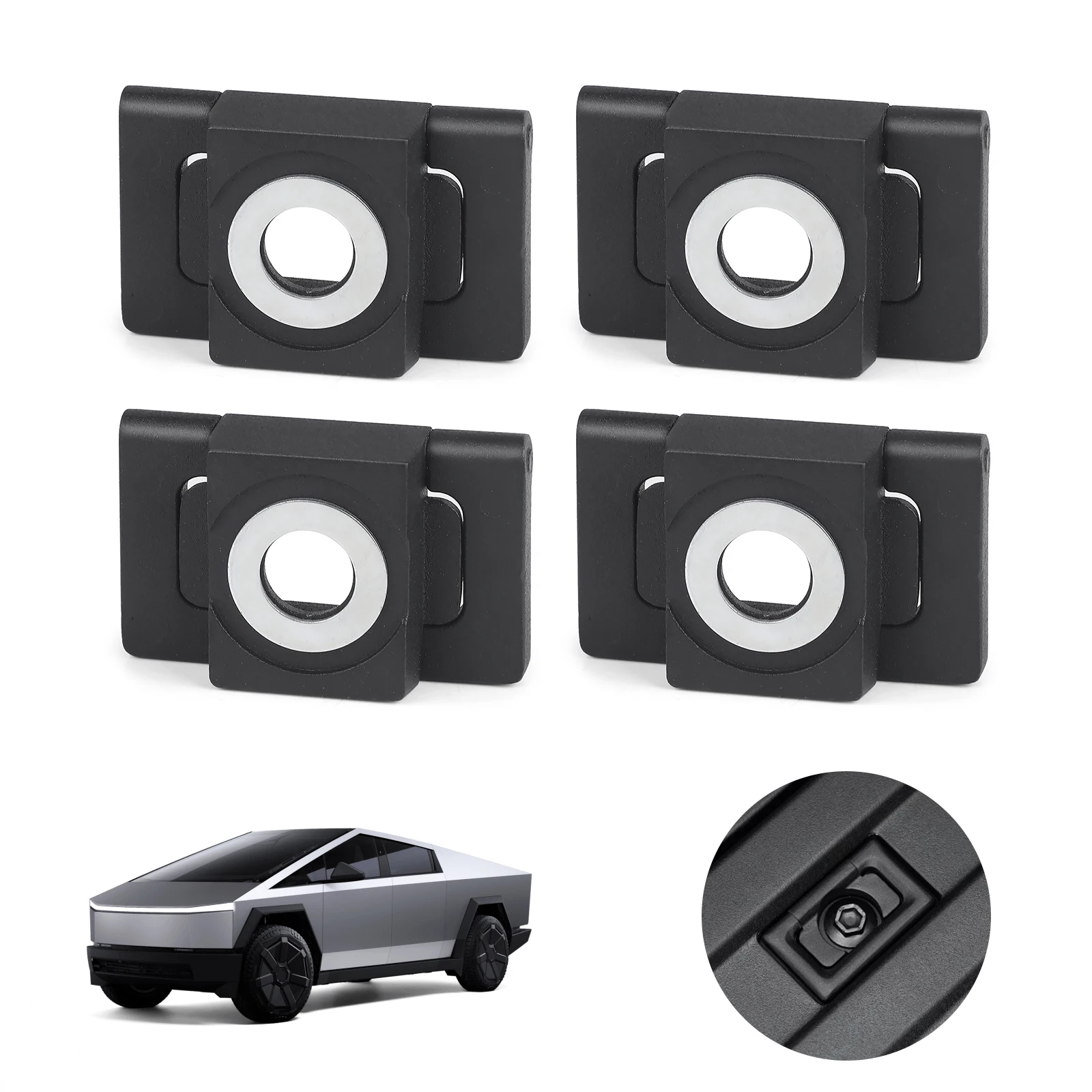 4PCS For Cyber Truck Tie Down Anchor Ring Truck Bed Hooks Aluminum Alloy Black For Tesla Cybertruck 2023 2024 2025 Accessories