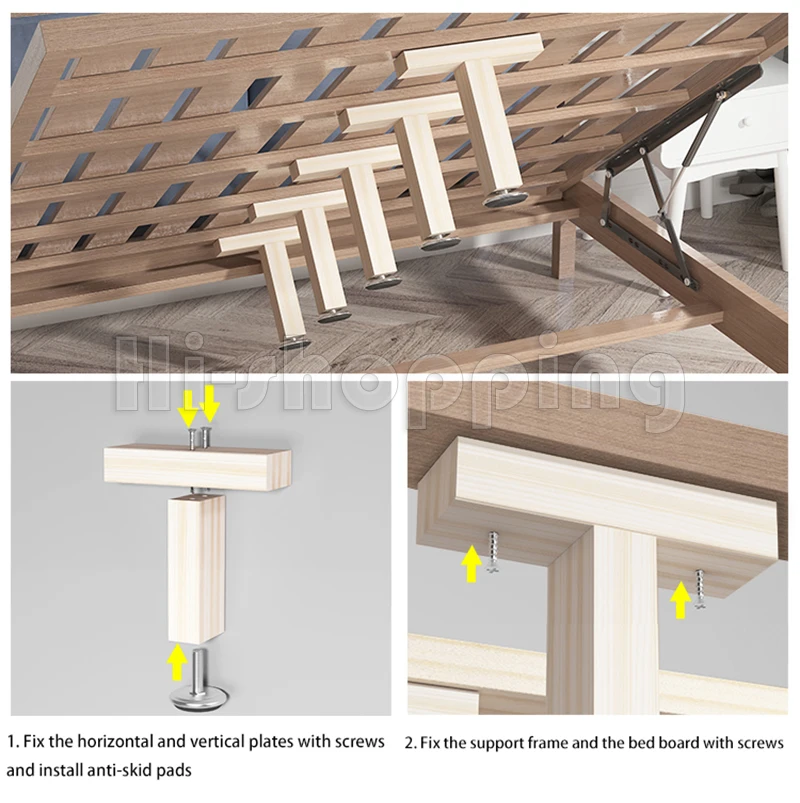 Solid Wood Bed Board Support Frame Bed Bracket Reinforcer Bed Row Skeleton Support Rod Beam Support Foot
