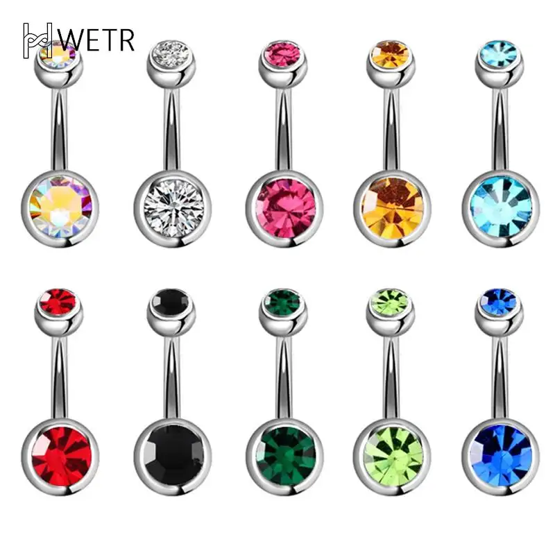 5/10/15/20pcs/lot Piercing Navel Surgical Steel Crystal Rhinestone Belly Button Rings Navel Piercing Ombligo  Ball Nombril