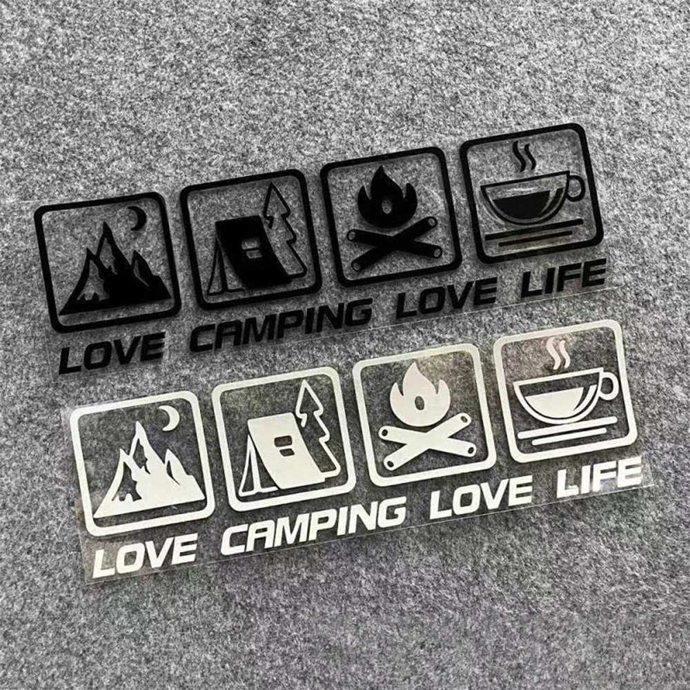 CANPING LOVE LIFE Camping pegatinas de coche desierto fogata aventura motocicleta decoración del cuerpo pegatinas café impermeable