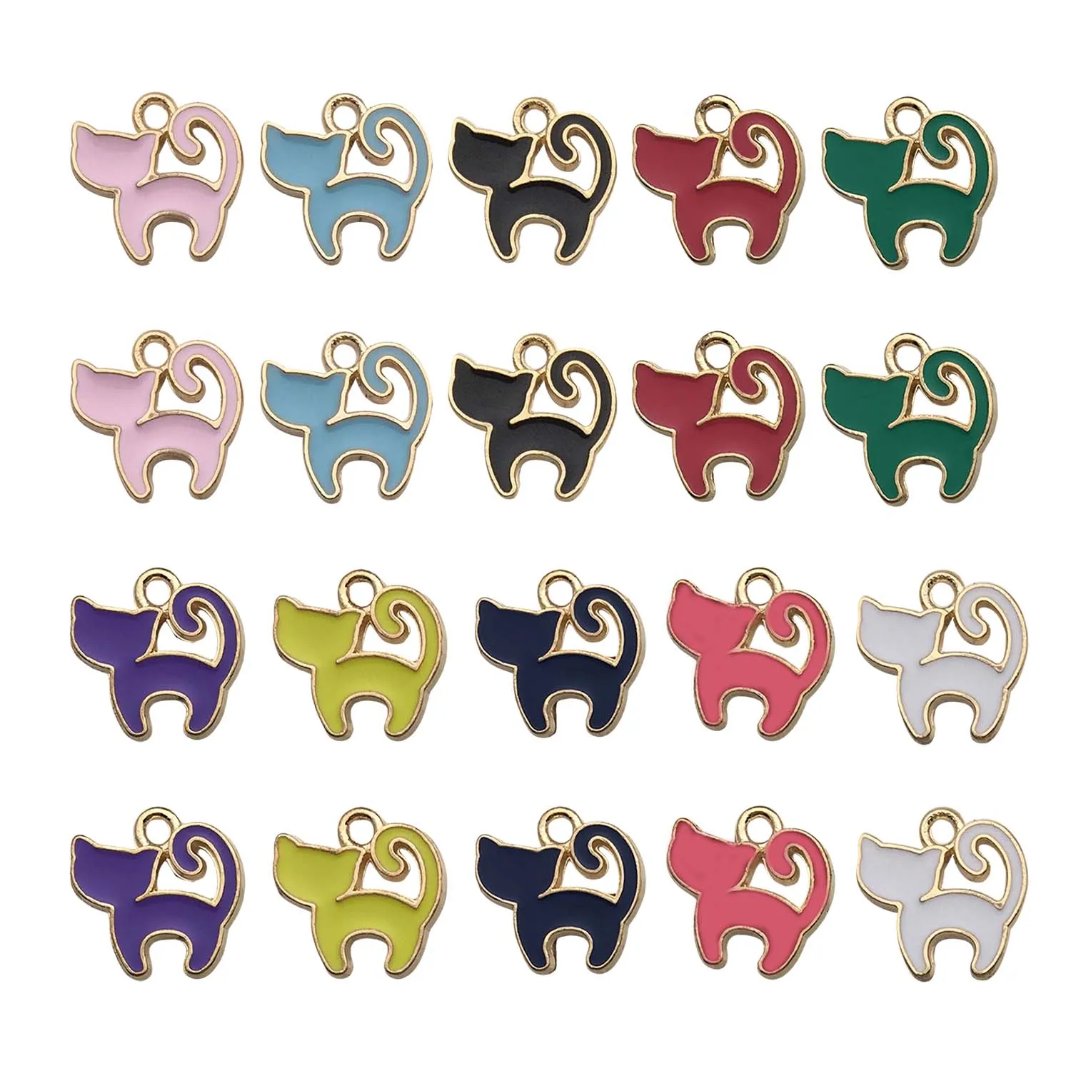 20 stücke 12*12mm Emaille niedlichen Cartoon Katze Design Charms Legierung Tier Anhänger für DIY Armband Halskette Schmuck Herstellung Zubehör