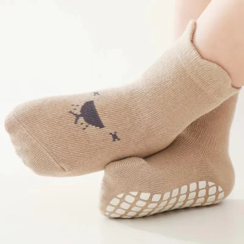 5 Colors 2023 New Baby Kids Floor Socks Cute Boys\' Girls\' Indoor Walking Socks Breathable Cotton Anti Slip Sock Trampoline Socks