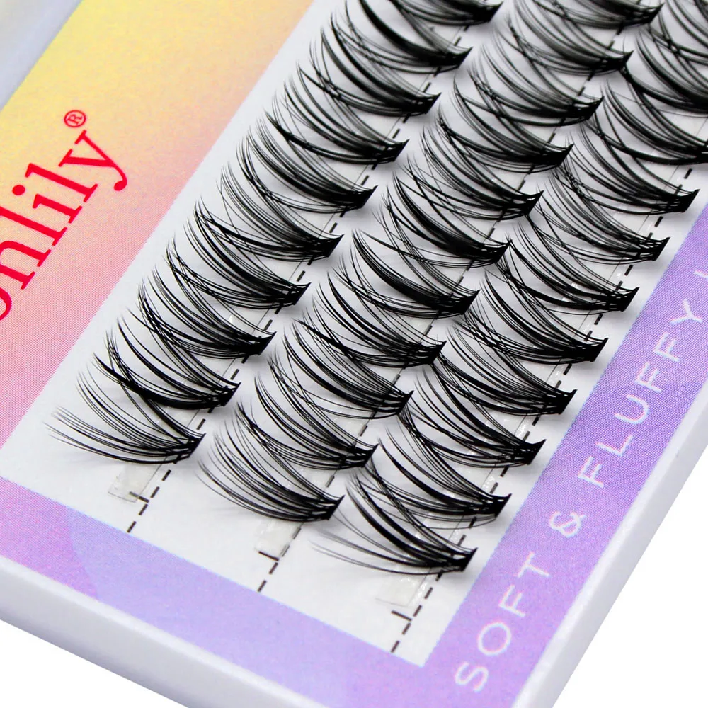 Moonlily Premium Silk Cluster Eyelashes Extensions High Quality Natural Long 3D Volume Effect Faux Bunche Individual Makeup Lash