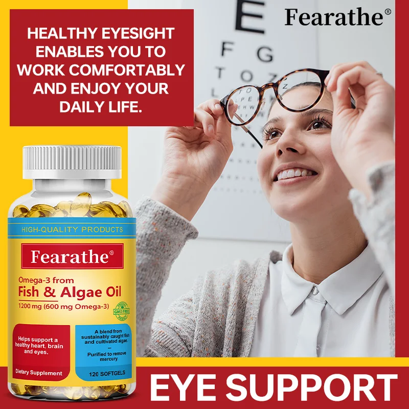 Omega 3 Softgels - Fish Oil & Algae Oil, EPA & DHA, Essential Fatty Acid Supplement for Heart Brain Eye Skin & Immune Wellness - view 6