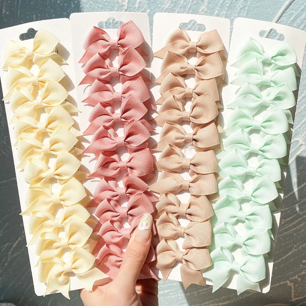 10Pcs/Set Colorful Ribbon Bowknot Hair Clip for Girls Mini Handmade Hairpins Barrettes Headwear Kids Baby Hair Accessories
