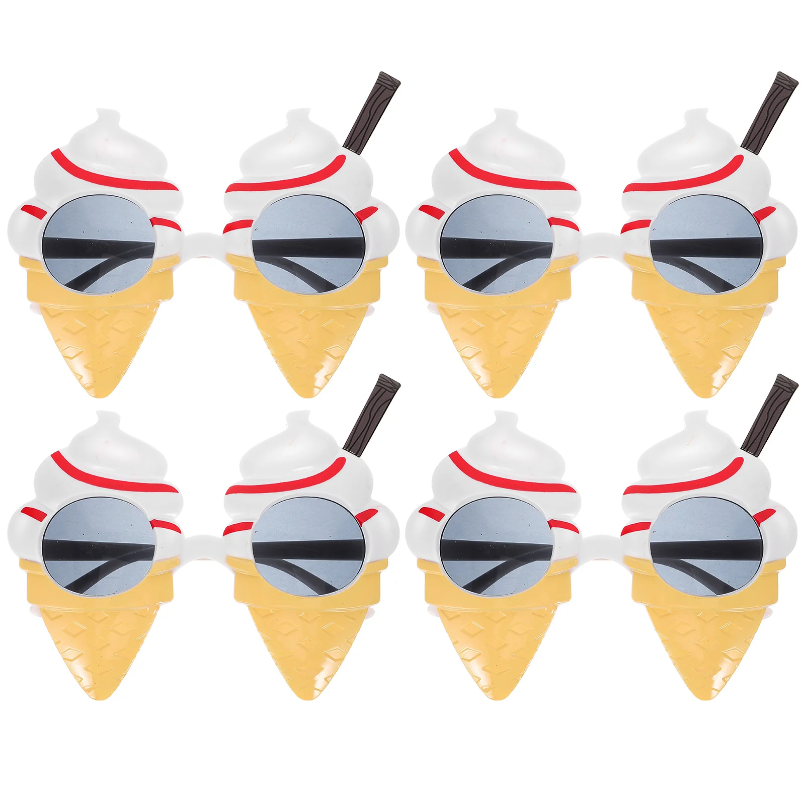 

4pcs Party Glasses Ice Cream Cone Eyeglasses Summer Birthday Photo Prop Child Plastic Smooth Edge Funny Props DIY Decor